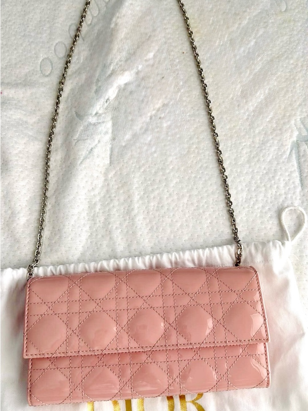 Christian Dior Quilted Patent Leather Clutch - rose C. 
100% Authentic - Picture 4 of 5